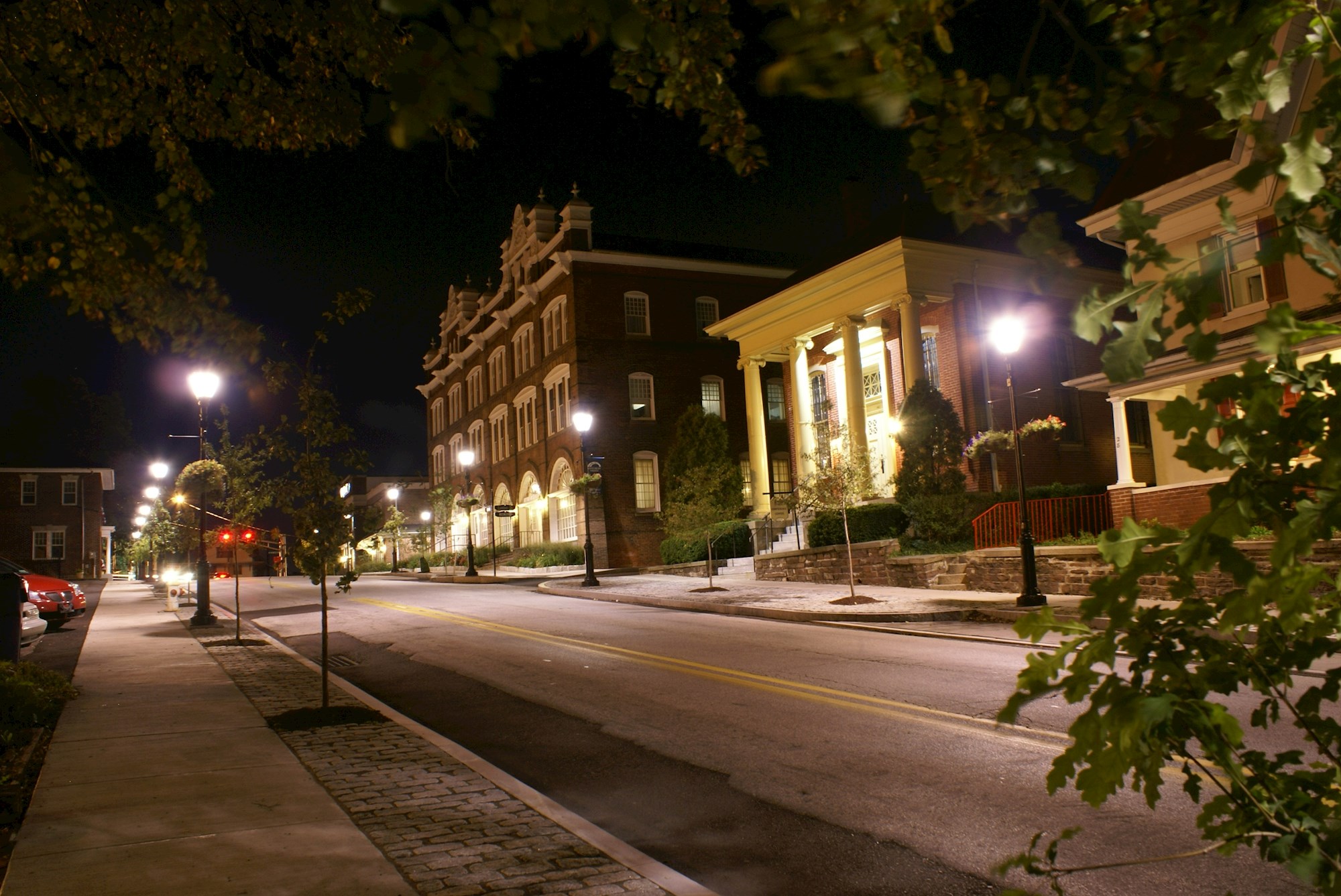 Main and Lumber at night