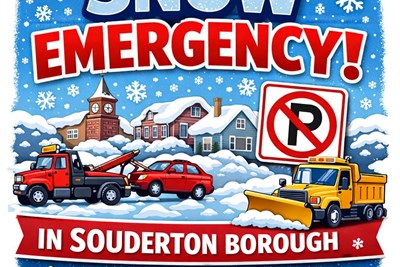 🚨THE MAYOR OF SOUDERTON BOROUGH HAS DECLARED A SNOW EMERGENCY BEGINNING 7:00PM ON SATURDAY, JANUARY 24, 2026🚨